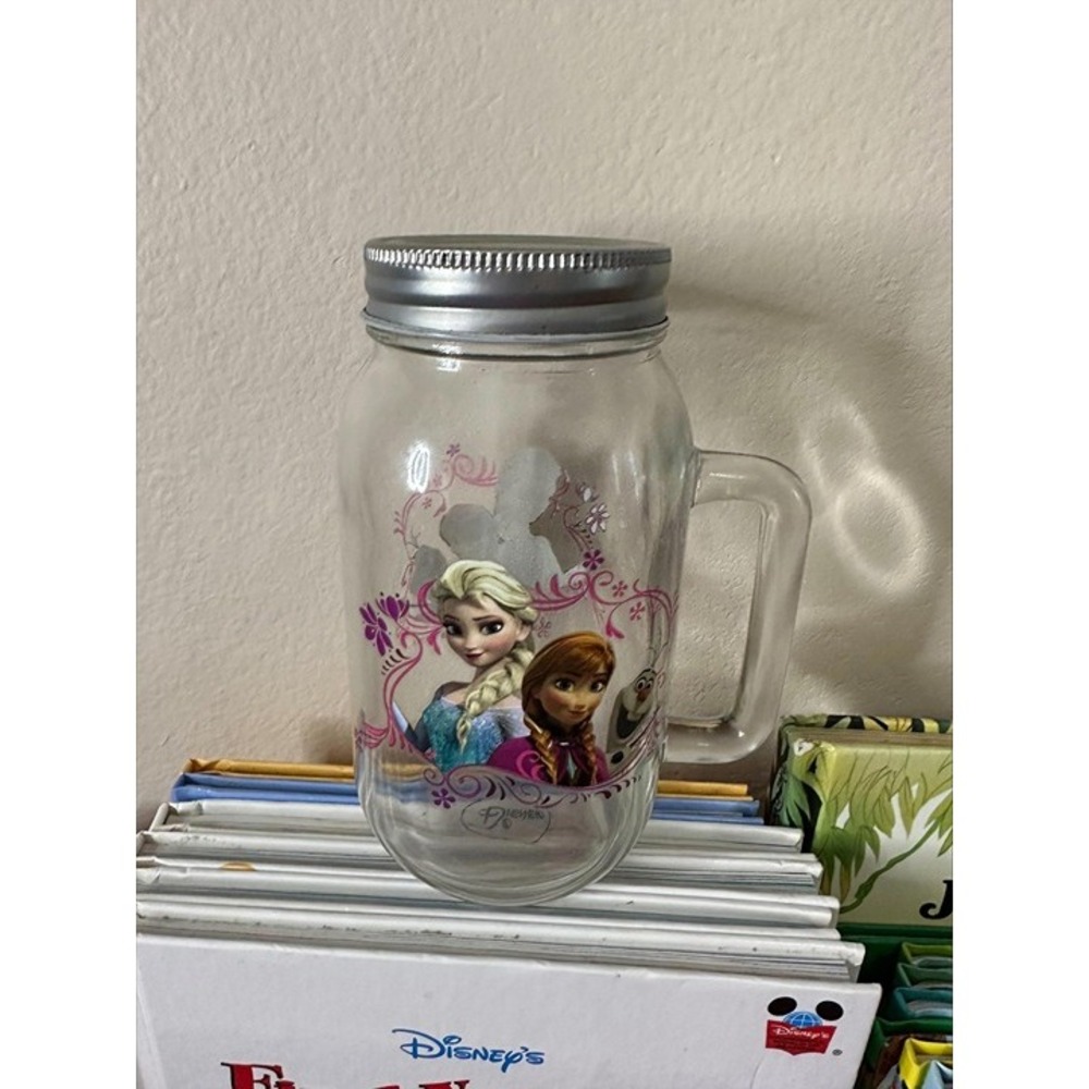 DISNEY FROZEN ELSA & ANNA MASON JARβ WITH HANDLE AND LID